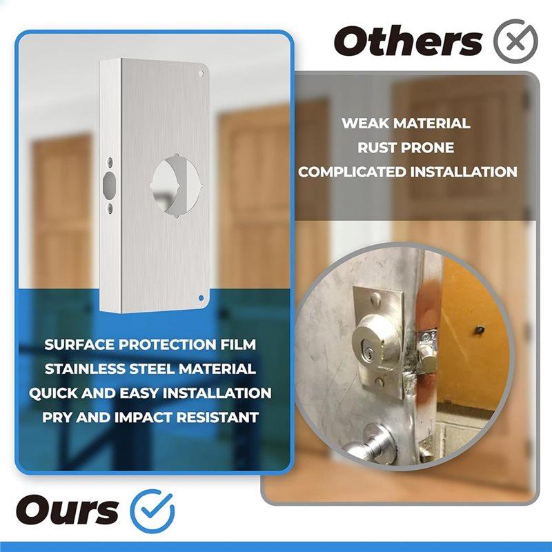 A25F-Stainless Steel Finish For Reinforcing Lock And Door Reinforcement Plate For 1-3/8 In Thick Doors, For Reinforcing Plate