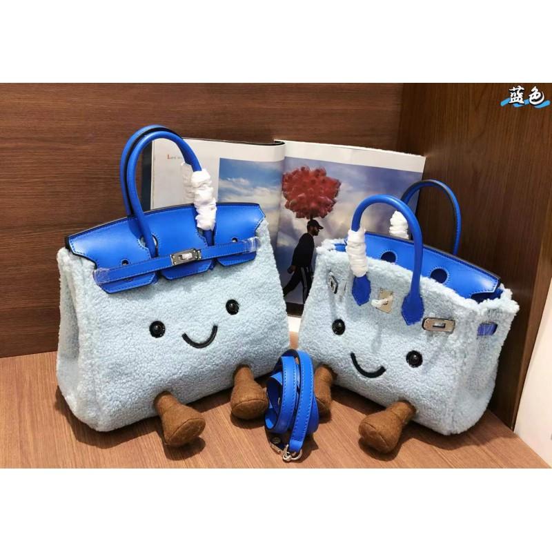 Cute Furry Lambskin Tote Bag Medium Size Casual Style Daily Use