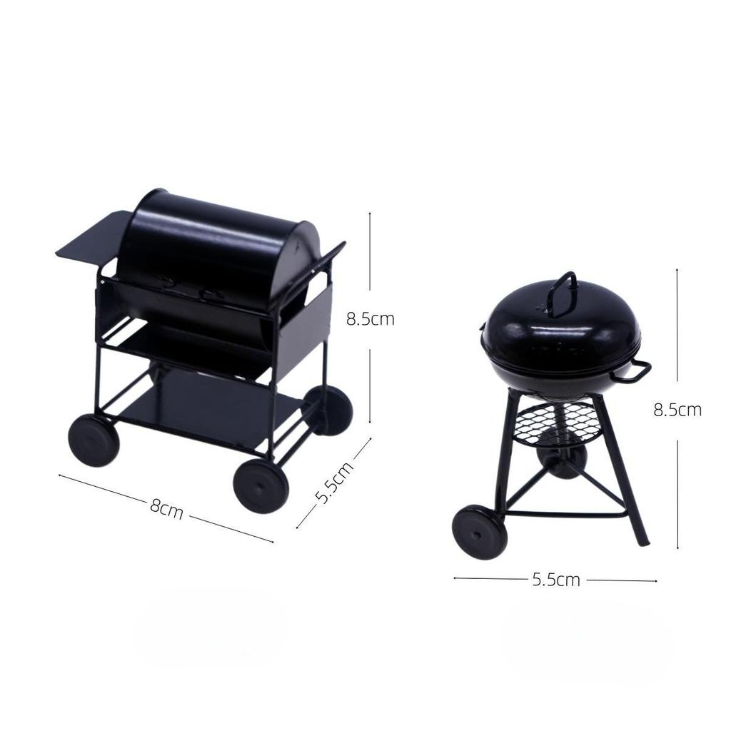 Dollhouse Miniature Black Bbq Grill Model Kitchen Toy For Doll House Picnic Grill Garden Outdoor Decor Kids Pretend Play Toy