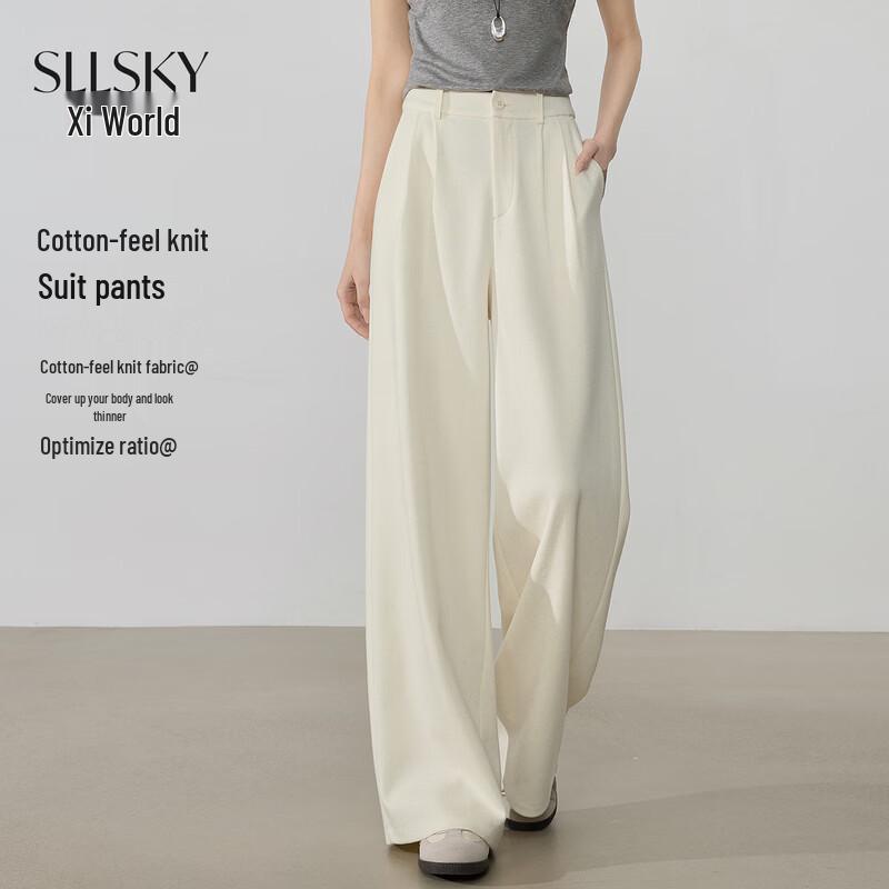 Sllsky Women s Old Money Style Wide-Leg Suit Pants XL