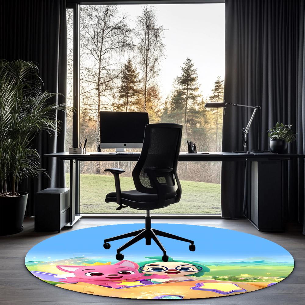 Pinkfong Wonderstar Bedruckter Runder Teppich Teppich Stuhlteppich Bereichsteppich Eingang Fußmatten, für Bürostuhl Wohnzimmer Schlafzimmer Küche.