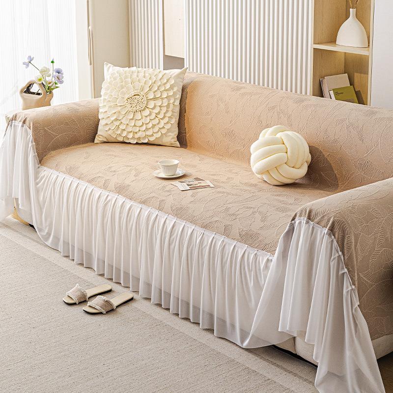 European Style Light Luxury Sofa Cover Chenille Light Yarn Skirt Settee Towel Comfortable Non Slip Fashion Living Room Decor