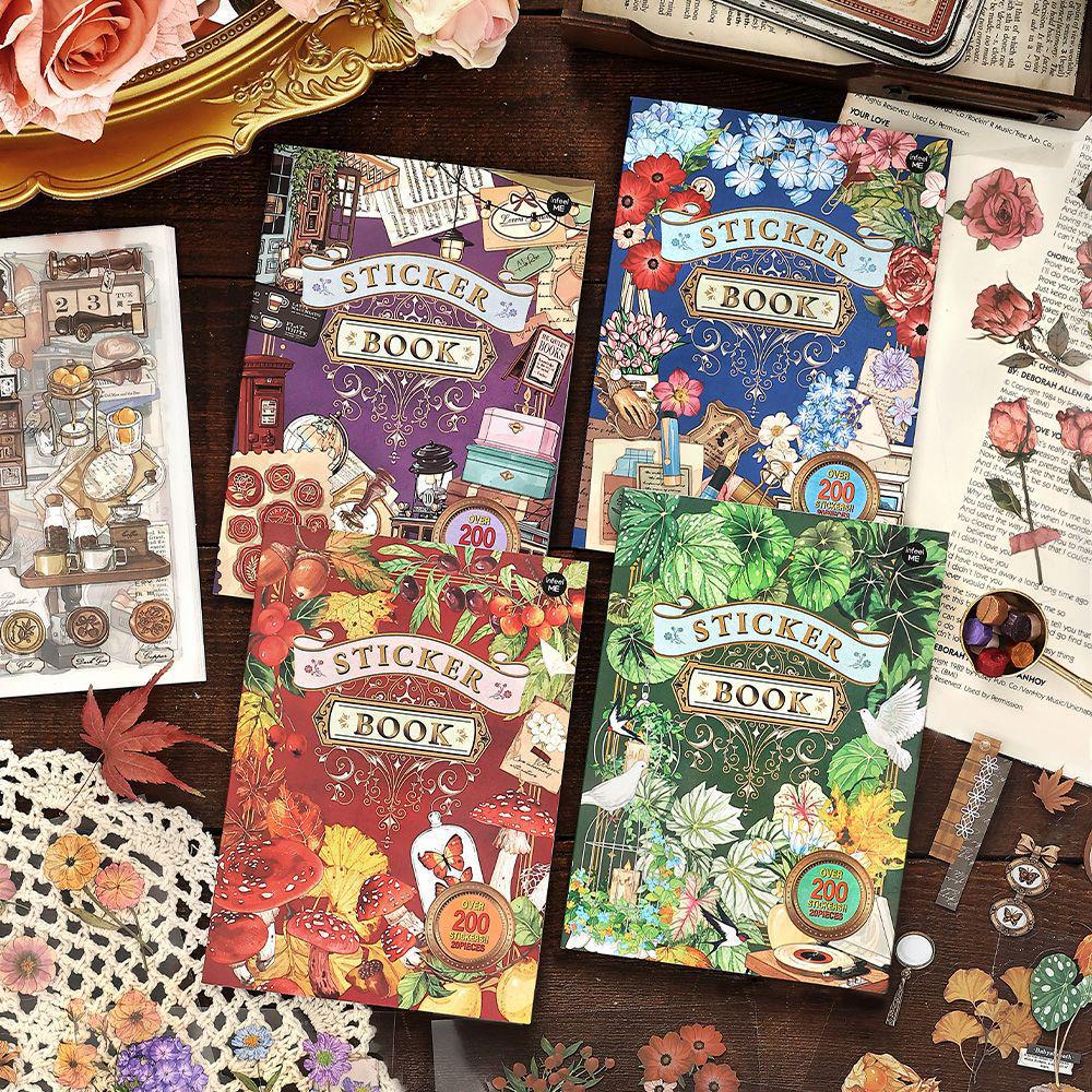 Infeel.Me Retro Plants & Flowers Die-cut PET Sticker Book for Journals