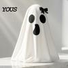 Halloween Ghost Decor Decoration, Indoor Tabletop Standing with Witch Spooky White Ornament Hat/Bow for Mantel Dining Table Party Home