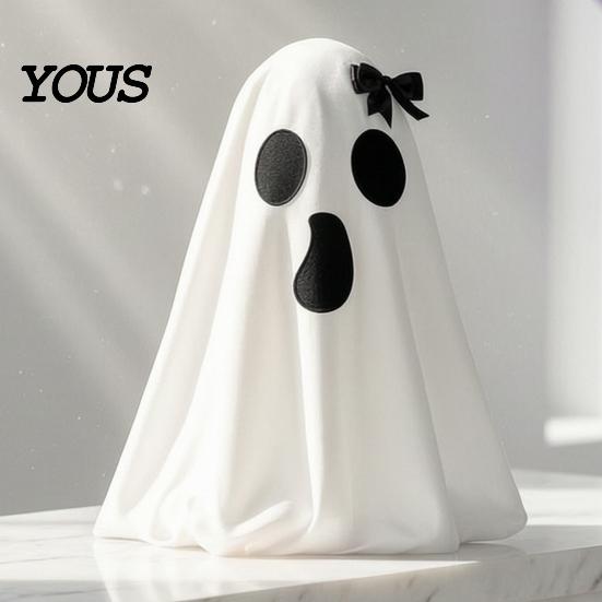 Halloween Ghost Decor Decoration, Indoor Tabletop Standing with Witch Spooky White Ornament Hat/Bow for Mantel Dining Table Party Home