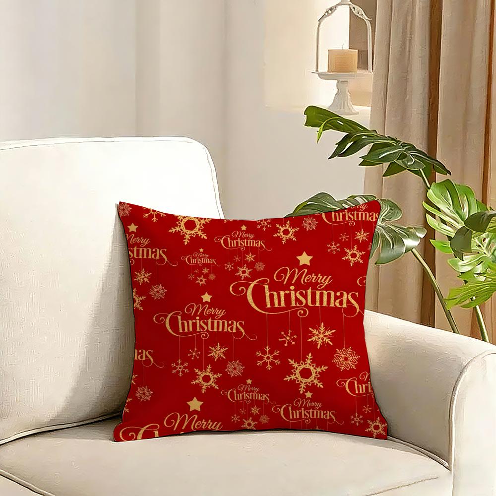 Merry Christmas dear Santa Claus Cushion Cover Reversible Plush Pillow Cover Soft Fluffy Home Decor for Sofa Bedroom