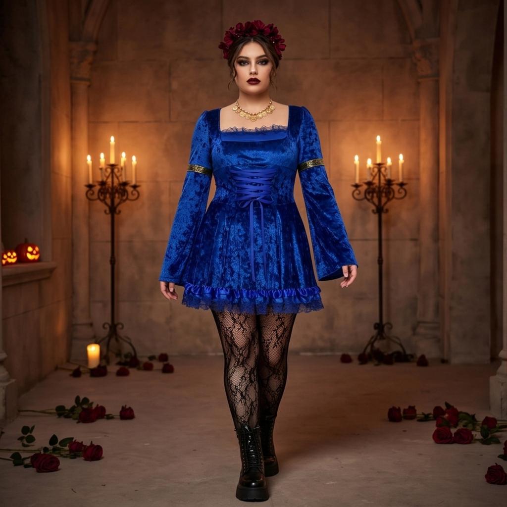 Women's Gothic Lace Devil Costume Dress for Halloween