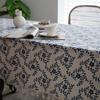 Clochef 1pc Vintage Blue Plum Blossom Pattern Broom Beige Tassels Tablecloth Dinner Picnic Home Decorative Table Cover