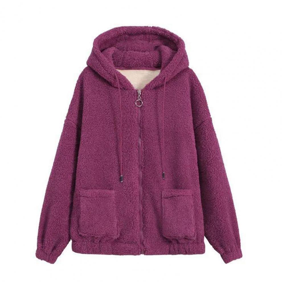 Women's Lamb Fleece Sweatshirt Thickened Autumn and Winter Loose Korean Style Zipper Cardigan Teddy Fleece