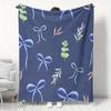 Soft and Cozy Bow Pattern Blanket -polyester, Suitable for All Seasons, a Multi-purpose Gift for Anniversary and Home Decoration