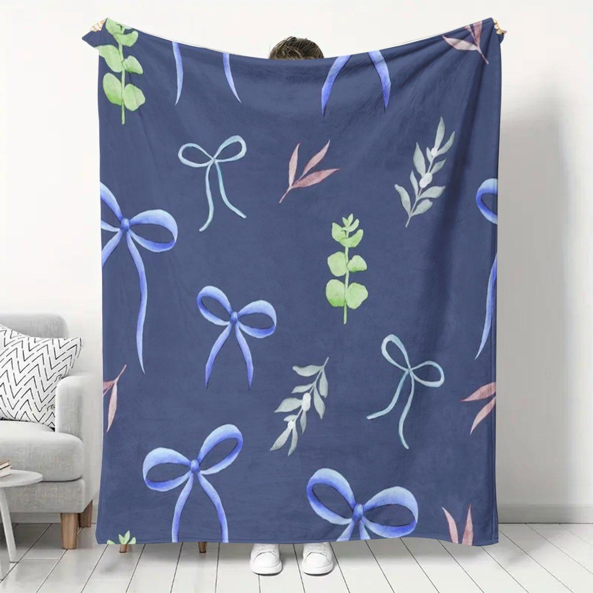 

Soft and cozy bow pattern blanket -polyester, suitable for all seasons, a multi-purpose gift for anniversary and home decoration 100x150cm