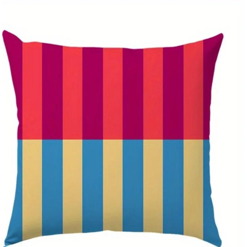 Vibrant Geometric Stripe Pillow Covers Machine Washable with Zip Closure Ideal for Living Room Sofa Bedroom Decor