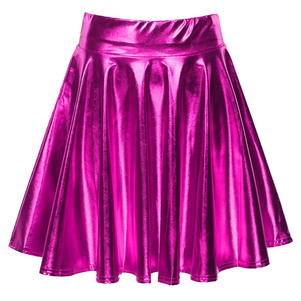 High Waist Flare Skirt Club Stage Costume Party Dancewear Shiny Ruffle Skirts for Women