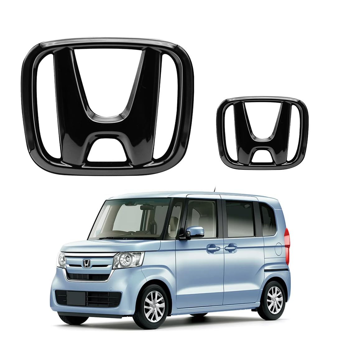 

Emblems for Front and Exterior Strong Custom Easy Set of Black N-BOX JF3/JF4 N-BOX (2017-2023), Rear, Accessory, Adhesive, Design, Installation, 2, чёрный