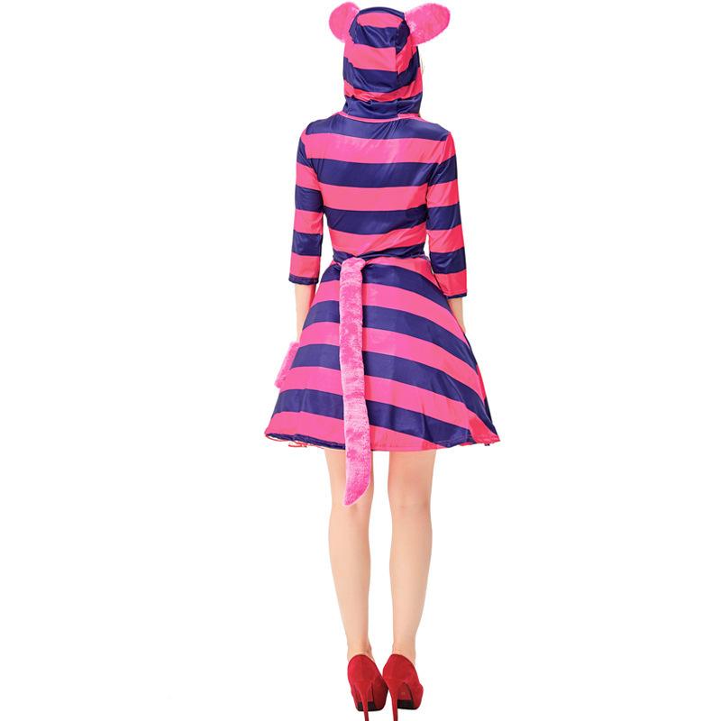 Cosplay Halloween costume, Alice in Wonderland smiley cat cosplay costume purple striped cat
