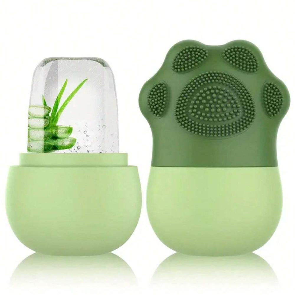 

Ледяной ролик для красоты лица Ледяной ролик с косметической кистью Скраббер Коврик Пад Инструмент для чистки Инструменты для ухода за кожей Идеальный подарок для женщин зелёный