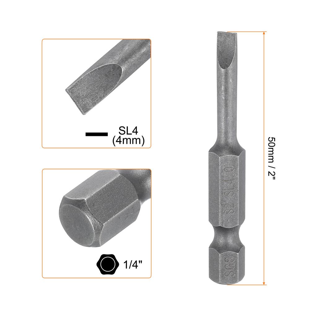 1/5/10pcs Magnetic Slotted Screwdriver Bits SL2 SL3 SL4 SL5 SL6 S2 Flat Head Screwdriver Bit 1/4" Hex Shank Screw Driver Bits