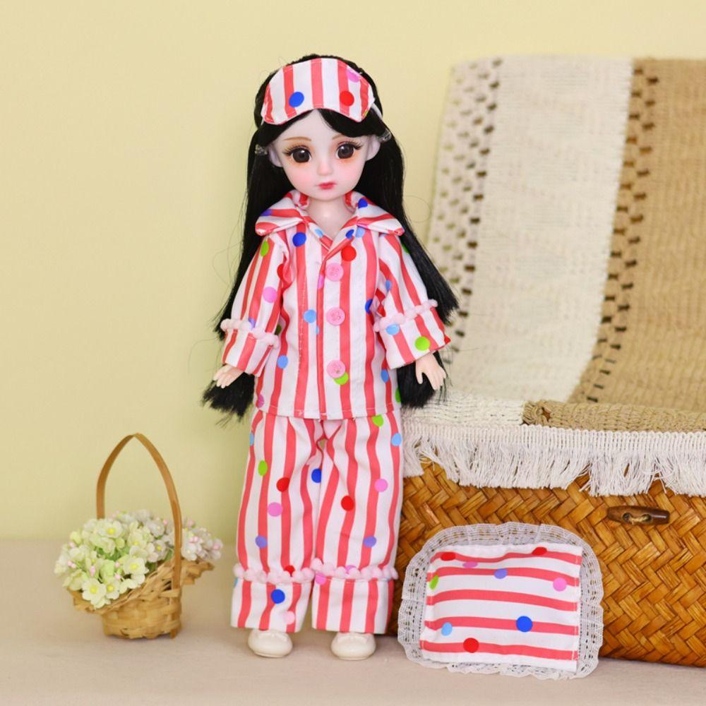 Striped Doll Sleep Clothes Casual Wear BJD Doll Clothes 30cm Doll Pajamas  Gift for Girls
