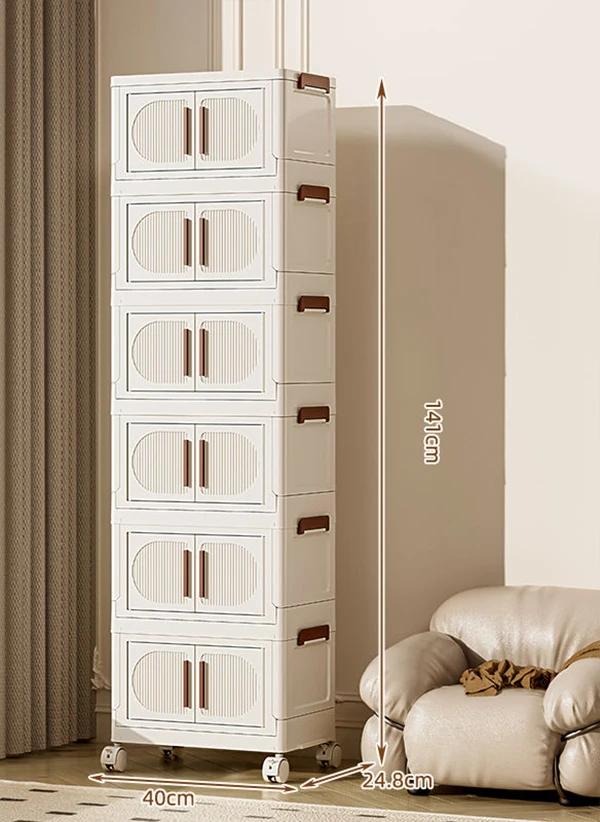 Folding Storage Box Storage Cabinet With Wheels Multifunctional Box With Pulley Household Sorting Wardrobe Organizer Container