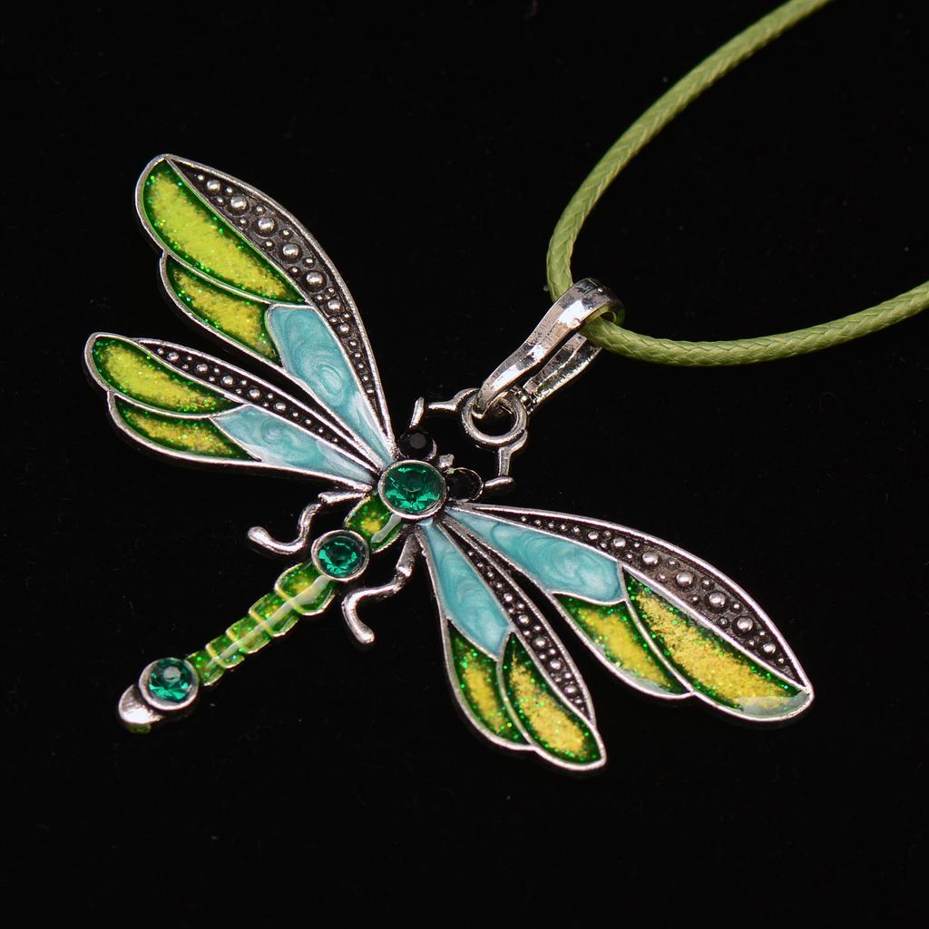 Dragonfly Vintage Ribbon String Purple Diamond Necklace Children'S Girl Necklace