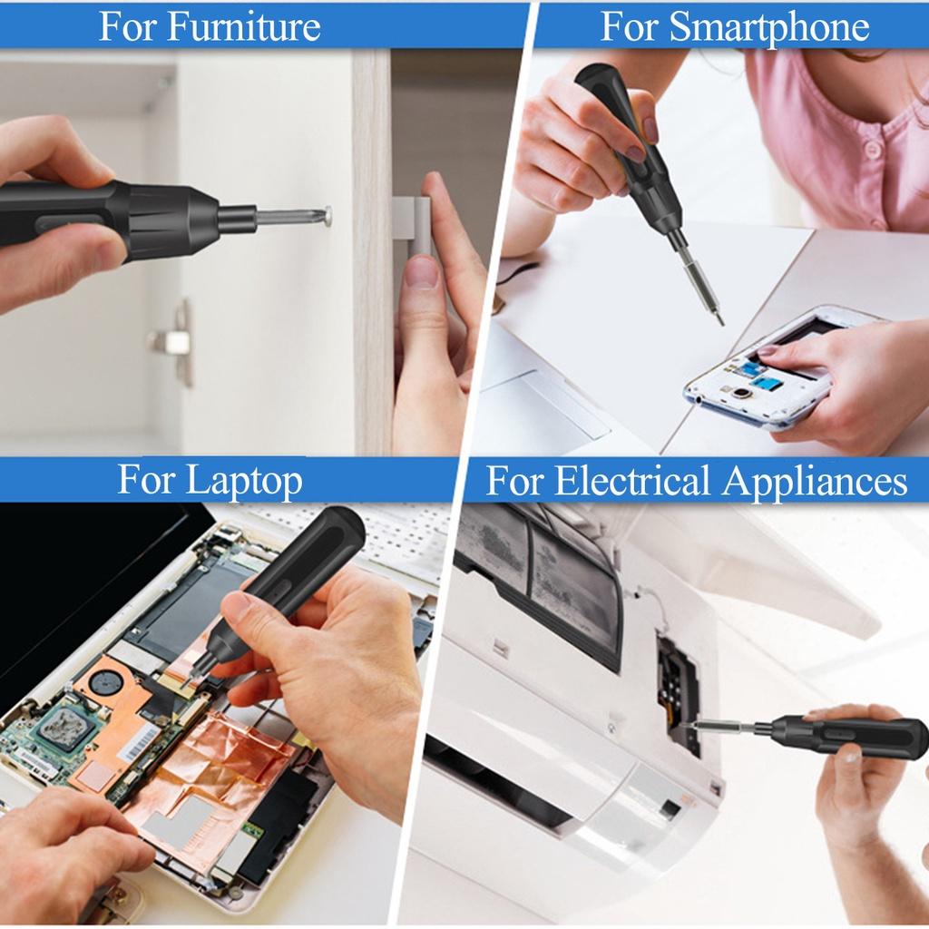 Mini Electric Screwdriver Set USB Rechargeable Cordless Electric Screwdriver Handle Drill with 36+1 Bit Set  DC 3.6V