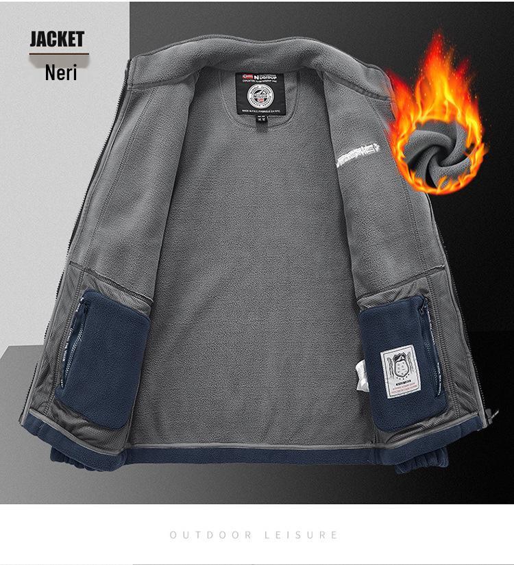 Norsko Jednobarevná fleecová mikina - Hřejivý outdoorový kardigan pro volnočasové sporty