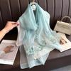 Hand-Embroidered Mulberry Silk Scarf - Elegant Spring & Autumn Shawl