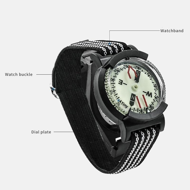 Outdoor Waterproof Compass Luminous Adjustable Dial Watch For Camping Diving Hiking