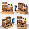 Wooden Desk Organiser Diy Desktop Tidy Pen Holder Large Capacity Stationery Storage Box With Drawer For Home Office And School