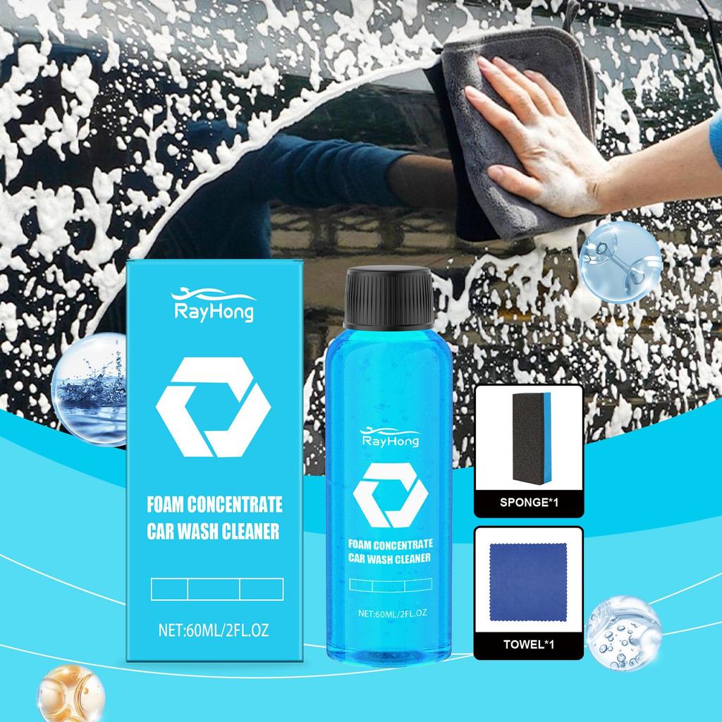 Rayhong Car Wash Cleaner, Car Cleaning and Polishing Waterproof and Stain-Resistant 2-in-1 Universal Cleaning Agent 60ml