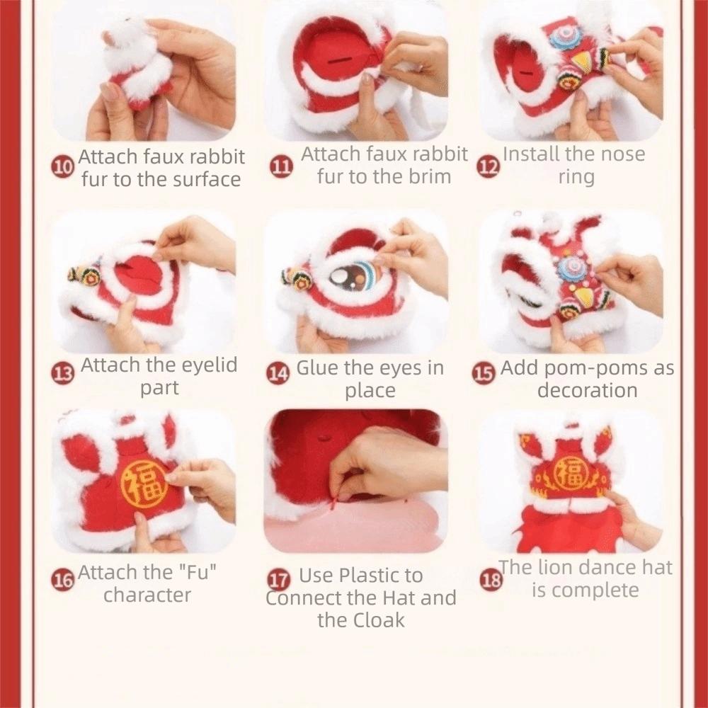 Plush Handmade Headwear DIY Material Package Headwear Props New Lion Dance Hat Festival Atmosphere