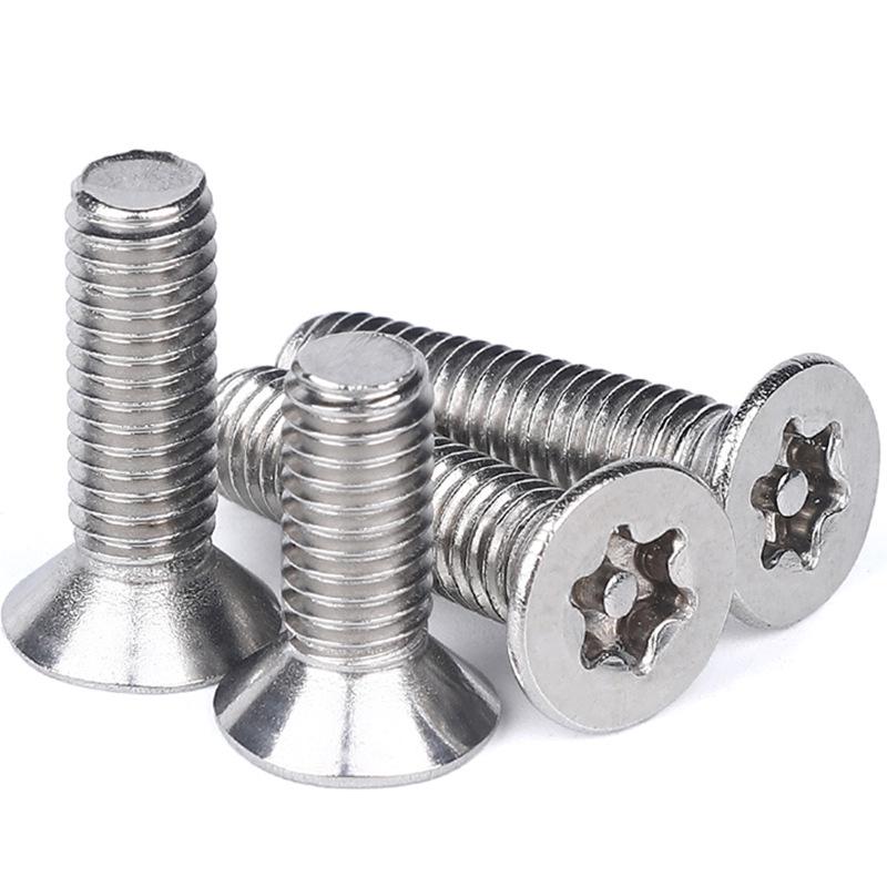 201 rostfritt stål stöldskydd invändiga plommon försänkta skruvar med platt huvud M2/M3/M4