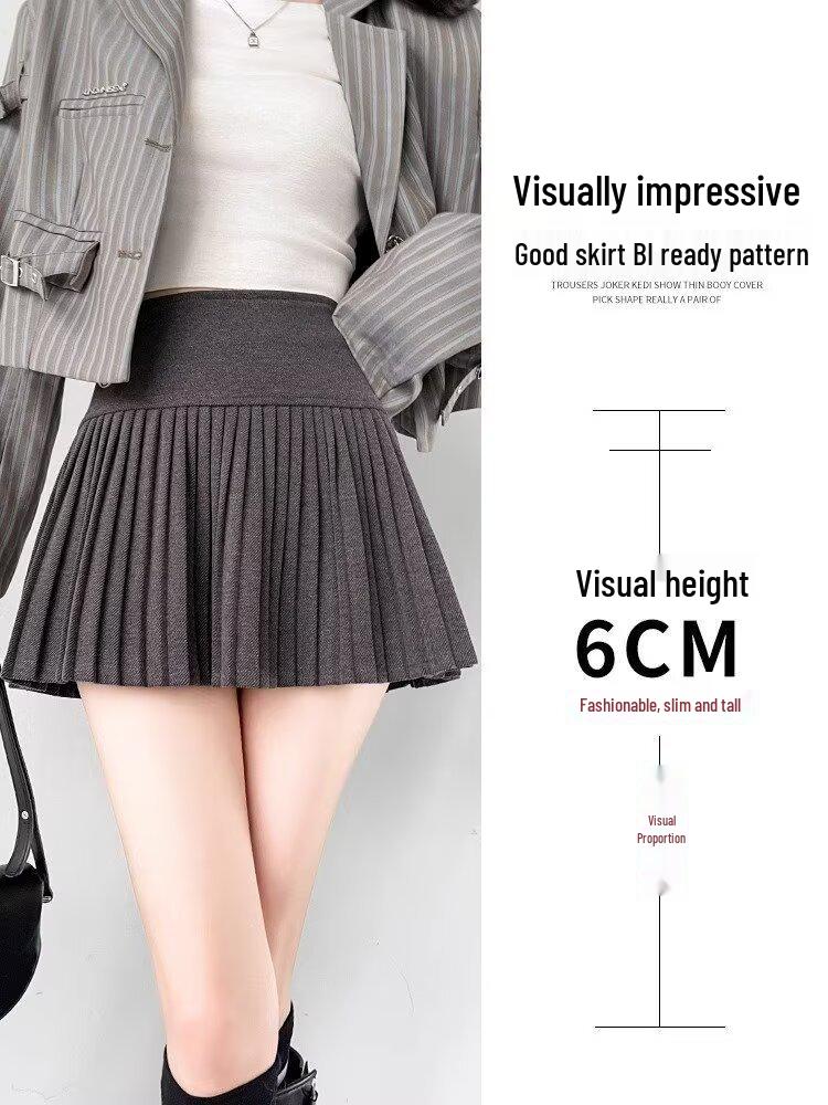 Harajuku Streetwear Pleated A-Line Wool Skirt - Versatile High Waist School Style
