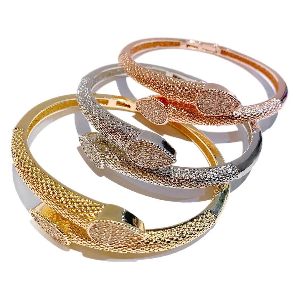 High End Exquisite Copper Zircon Open Bracelet Full of Zirconium Trendy Brand Men's and Women's Bracelets