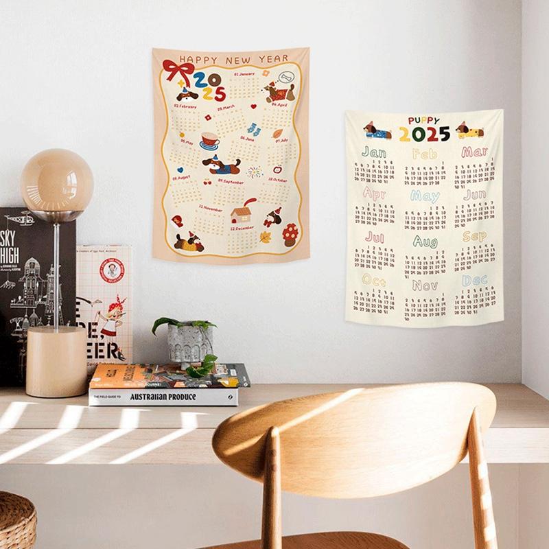 Calendar de Anul Nou acasă agățat pânză Anul Nou 2025 calendar perete fundal tapiserie foto agățat pânză decorare casă