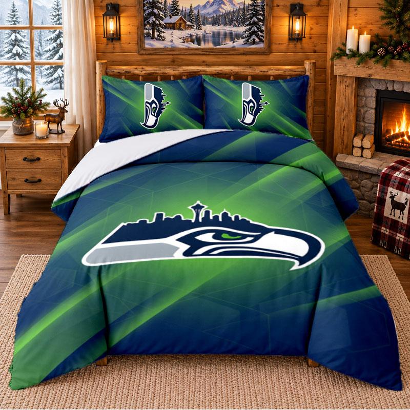 Tištěný 3dílný povlak na peřinu a polštářky Vzor Seattle Seahawks Pro výzdobu ložnice