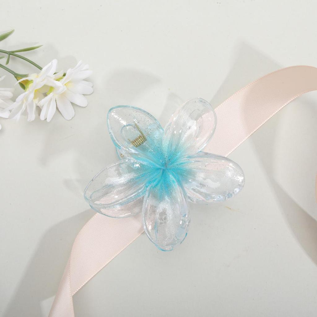 Frangipani Transparent Seaside Vacation Hair Clip - Bauhinia Shark Claw Updo Accessory