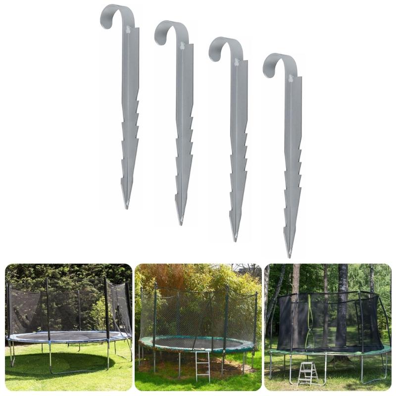 4Pcs Trampoline Wind Stakes Swing Fixing Hook Heavy Duty Ground Stakes Outdoor Equipment Achoring Tool Enduring