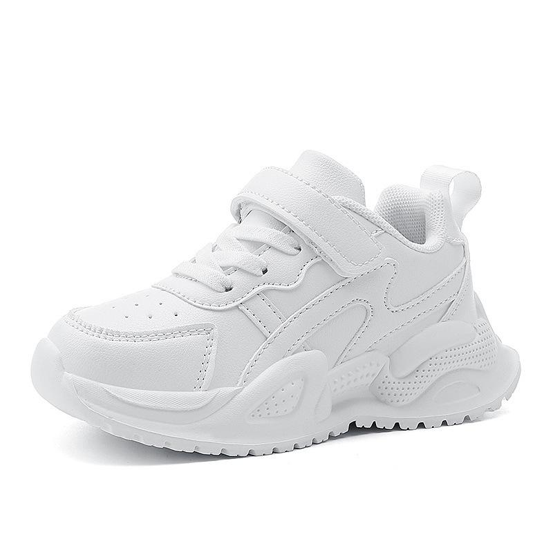 Children's school little white shoes sports shoes autumn and winter new leather waterproof boys running shoes girls casual shoes