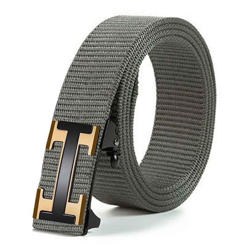 Men'S Toothless Automatic Buckle Woven Canvas Belt Belt Casual Nylon Tactical Pants Belt Military Training Outdoor Belt