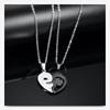 Qixi Valentine's Day Couple Heart Key Patchwork Black & White Matching Necklace