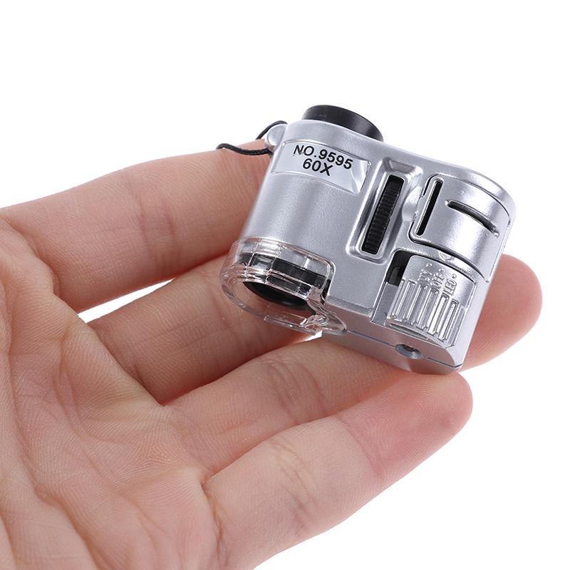 60X Mini Magnifier Microscope With Led Light Jewelry Jeweler Currency Dectector