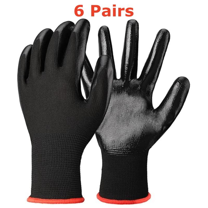 12PCS Safety Work Gloves PU Coated Seamless Knit Industrial Work Labor Gloves Polyurethane Coated Grip for Construction Assembly