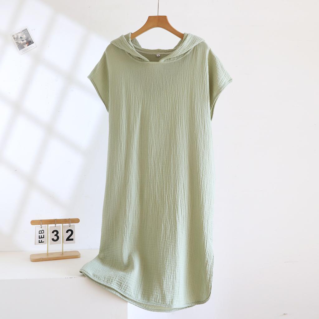 2026 New Spring/Summer Couple Short Sleeve Bathrobe 100% Cotton Women's Water Absorbing Quick Drying Sleeper Robe