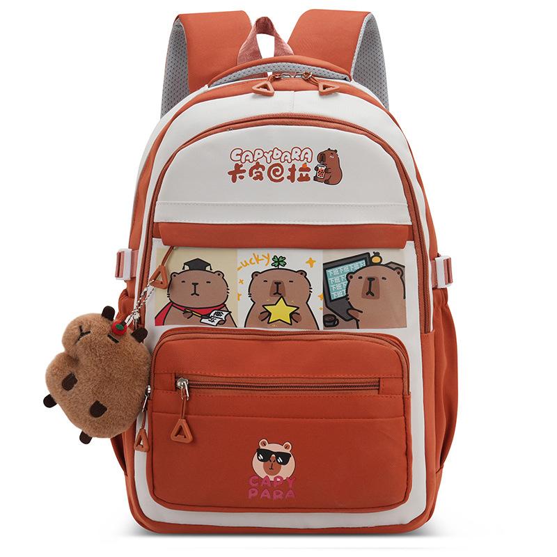 

Travel Schoolbag for Girls Cute Capybar Backpack for Primary School Students Junior High School Students Large Capacity Backpack single package