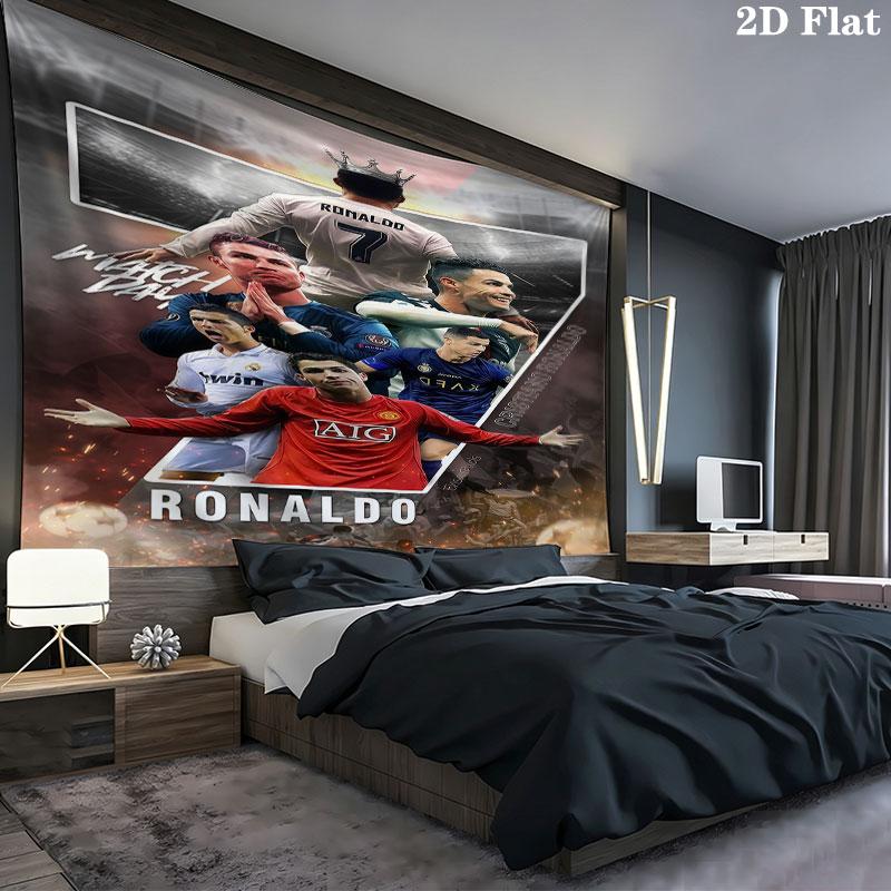 CR7 Cristiano Ronaldo Wall Tapestry Aesthetic Wall Hanging Printed Fabric Blanket Decorative Tapestries for Bedroom Living Room Home Decor