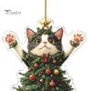 1/2Pcs Christmas Pendant Ornament Xmas Ball Decor Cat Shape Festive Hanging Decoration with Lanyard Christmas Gift