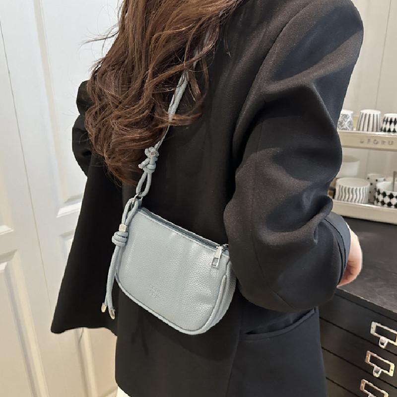 Simple Solid Color Lychee Texture Women Casual Shoulder Bag For Daily Use