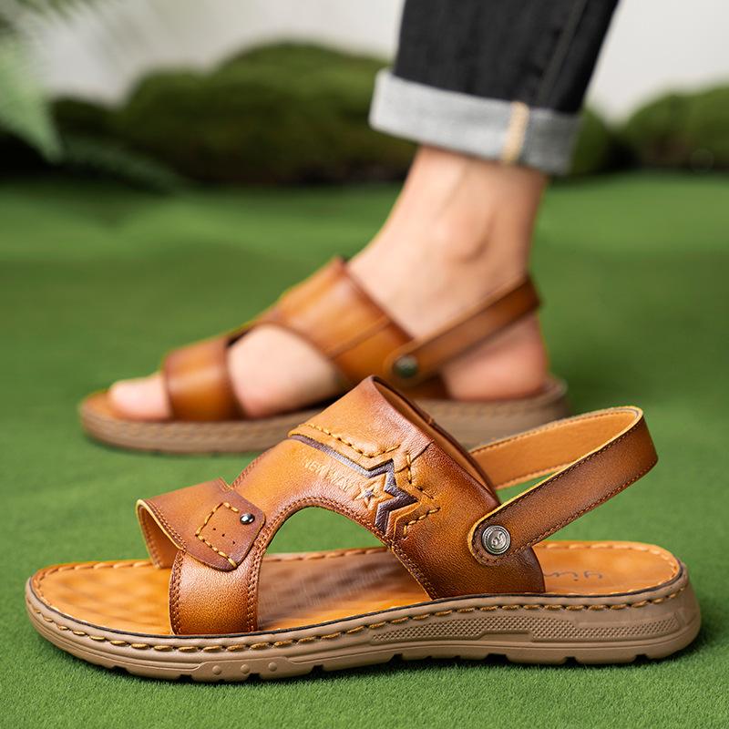 Fashion Men's Beach Open Toe Shoes Sandals High Quality Non-slip Men Slippers Breathable Two Uses Male Footwear Mens Summer Outdoor Shoe