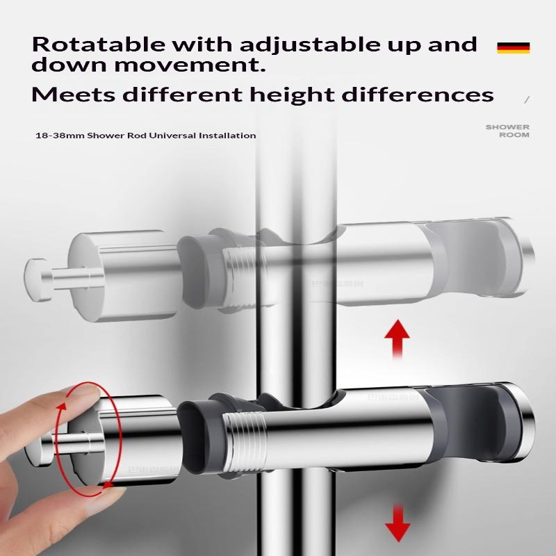 Round Pipe Shower Head Holder Rotatable Adjustable Bathroom Slide Bar Shelf Replacement Riser Rail Bracket